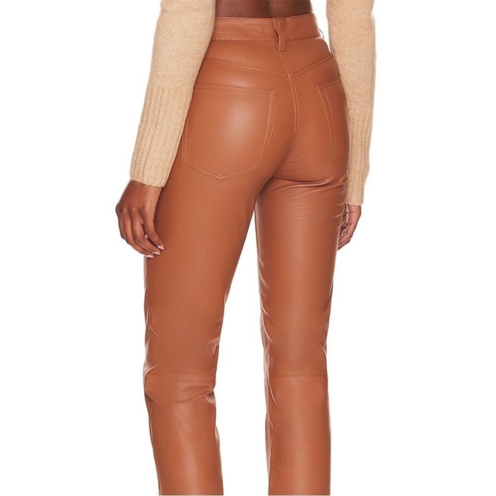 AG Adriano Goldschmied Alexxis Straight High- Rise Vintage Fit Leather Pants - Picture 3 of 14